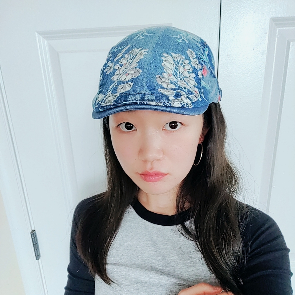 Denim Floral Hat
